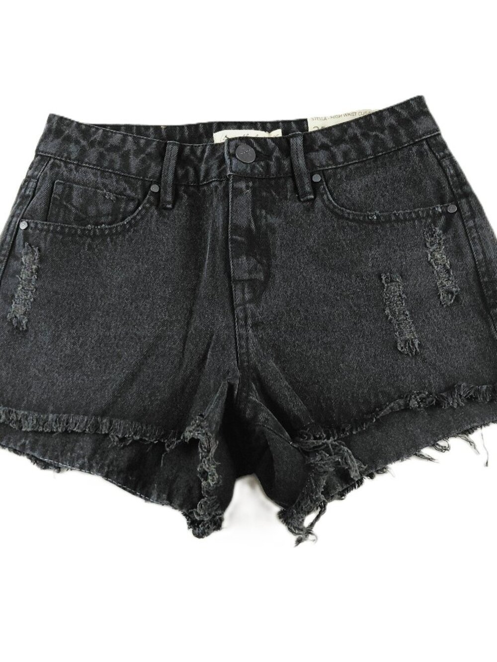 Unpublished Stella High Waist Cut Off Shorts Women's Size 25 Black Frayed Denim